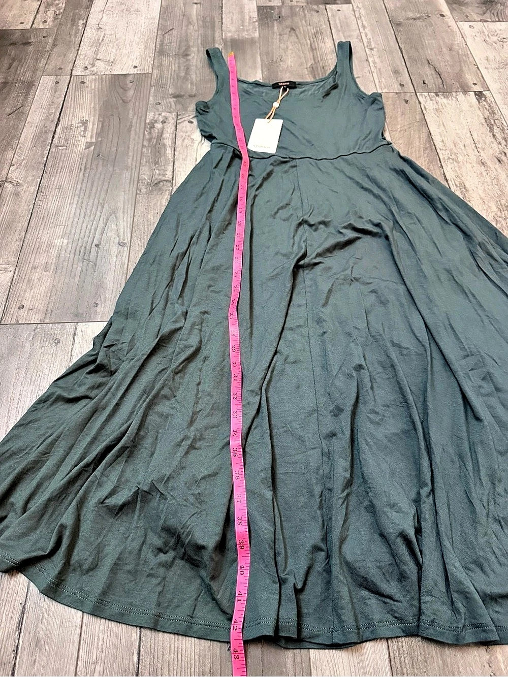 Quince Womens Tencel Jersey Fit & Flare Dress Dark Olive Green New NWT Medium - Picture 10 of 11